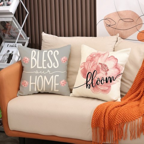 Poszewka na poduszkę 45 x 45 cm motyw wiosenny BOHO POD133