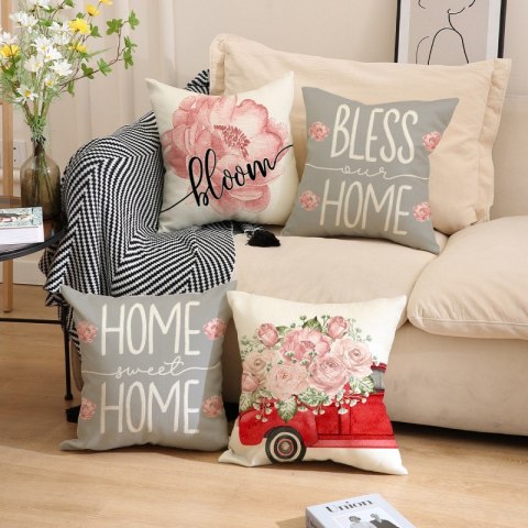 Poszewka na poduszkę 45 x 45 cm motyw wiosenny BOHO POD133