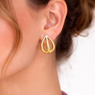 Kolczyki ze stali szlachetnej platerowane 14k złotem, sztyft KST3239