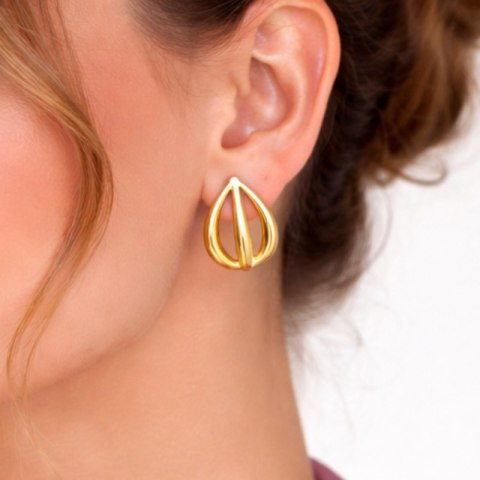 Kolczyki ze stali szlachetnej platerowane 14k złotem, sztyft KST3239