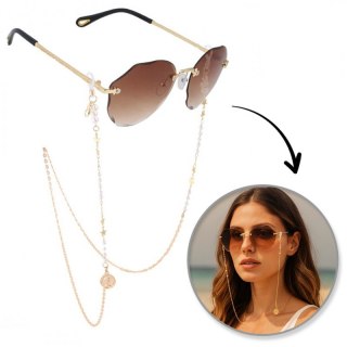 Łańcuszek do okularów perełki i gwiazdki LDK06