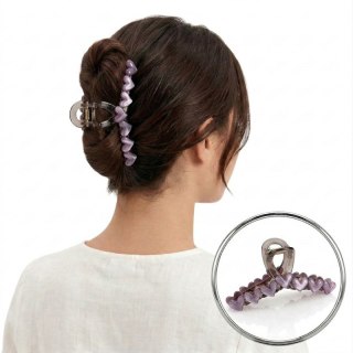 Spinka klamra do włosów z serduszkami XL 13x6 cm fioletowa SP352FIO