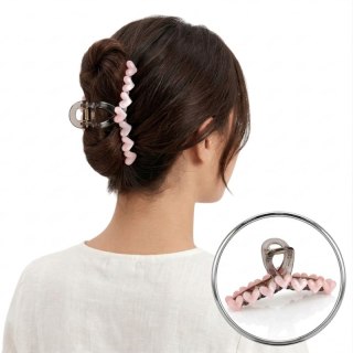 Spinka klamra do włosów z serduszkami XL 13x6 cm różowa SP352R