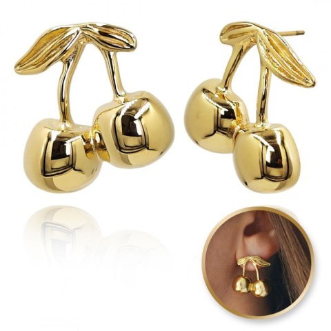 Kolczyki ze stali szlachetnej platerowane 14k złotem WISIENKI KST3356