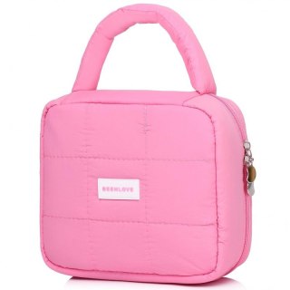 Kosmetyczka damska pikowana kuferek z rączką 21 x 17 x 8cm KS139R