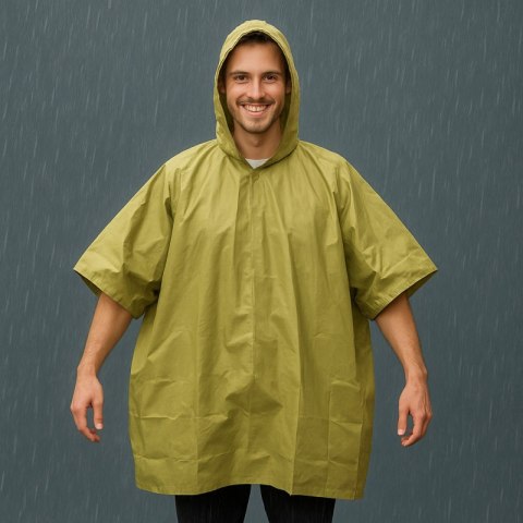 Kurtka, Peleryna przeciwdeszczowa, wodoodporna, termiczna z kapturem PEL03ZIE