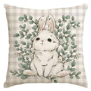 Lniana poszewka na poduszkę 45 x 45 cm motyw wiosenny KRÓLICZEK POD227