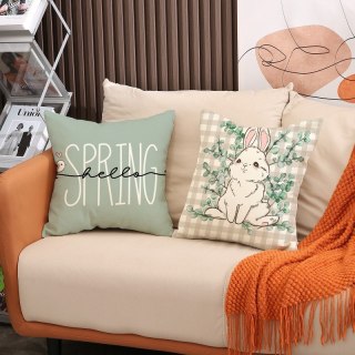 Lniana poszewka na poduszkę 45 x 45 cm motyw wiosenny KRÓLICZKI POD226