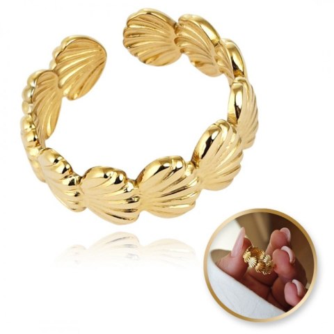 Pierścionek stal chirurgiczna platerowana złotem regulowany PST939