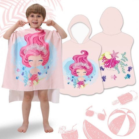 RĘCZNIK PLAŻOWY Peleryna dziecięca SYRENKA muszelki 60 x 60cm PEL02WZ4