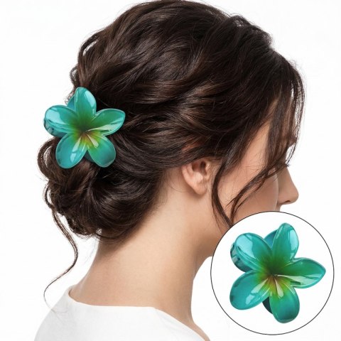 Spinka do włosów klamra XL kwiat niebieski ombre 7,5x8cm SP285