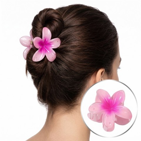 Spinka do włosów klamra XL kwiat różowy ombre 7,5x8cm SP286