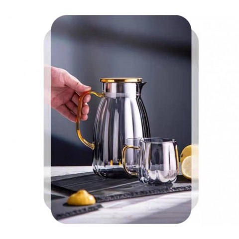 Zestaw- dzbanek 1600ml z falowanymi ściankami z pokrywką + 2 szklanki 350ml- DZ07