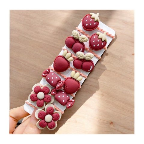 Zestaw frotek gumek do włosów pakiet 10w1 czerwone owoce GUM168