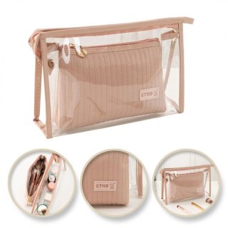 Zestaw kosmetyczek 2w1 Pudrowy Róż transparentna KS102WZ2