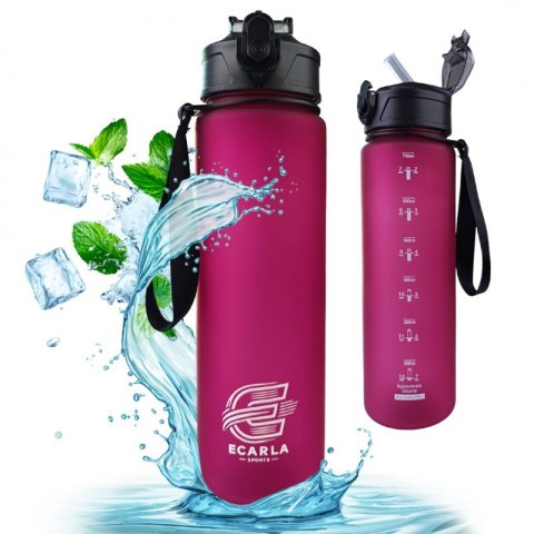 Butelka na wodę, sportowy bidon matowy 750ML bordowy ECARLA SPORTS BD49