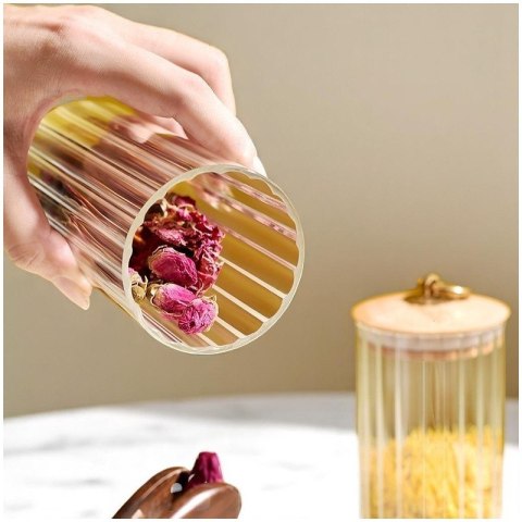 Cukiernica, pojemnik ryflowany z przykrywką bambusowa, rozm. L, 1150 ml 1szt SZK169