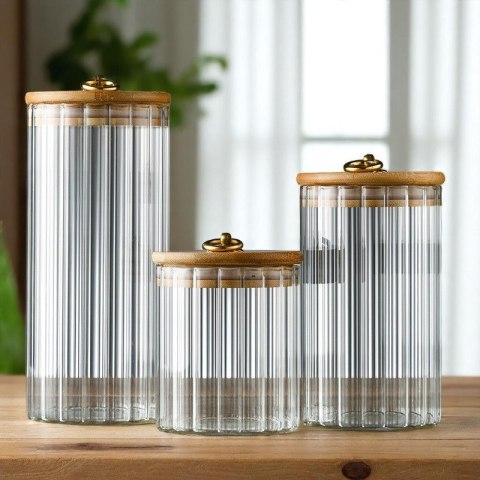 Cukiernica, pojemnik ryflowany z przykrywką bambusowa, rozm. M, 850 ml 1szt SZK168