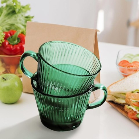 Filiżanka szklanka ryflowana duża butelkowa zieleń 380 ml 1szt SZK178