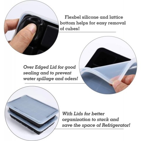 Foremki silikonowe do kostek lodów 15 kostek, szary FNL04