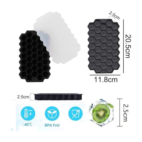 Foremki silikonowe do kostek lodów 37 ośmiokątnych kostek, szary FNL03