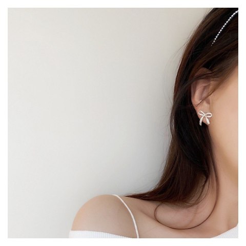 Kolczyki KOKARDKI ze stali szlachetnej pozłacanej 14k złotem z cyrkoniami, sztyft S925 KST3329