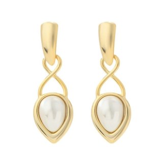 Kolczyki wiszące ze stali szlachetnej platerowane 14k złotem, sztyft srebro S925, perły KST3340