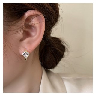 Kolczyki ze stali szlachetnej platerowane 14k złote, cyrkonie SERCA KST3339