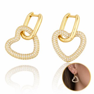 Kolczyki ze stali szlachetnej pozłacanej 14k złotem, SERCE KST3318