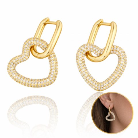 Kolczyki ze stali szlachetnej pozłacanej 14k złotem, SERCE KST3318