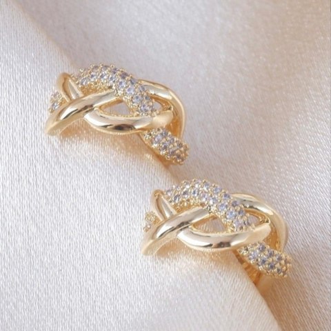 Kolczyki ze stali szlachetnej pozłacanej 14k złotem z cyrkoniami, sztyft srebro S925 KST3327