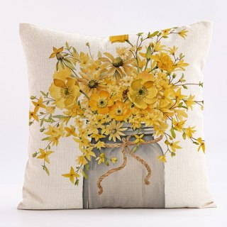 Lniana poszewka na poduszkę 45 x 45 cm z nadrukiem BUKIET KWIATÓW POD237