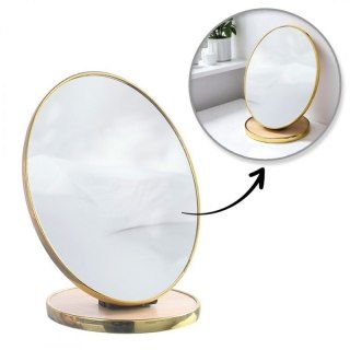 Lusterko kosmetyczne stojące drewniane, owalne, złota ramka 15 x 20cm L18