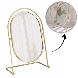 Lusterko kosmetyczne stojące złote XL jednostronne wysokość 27cm L21