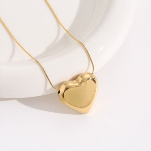 Naszyjnik SERCE stal szlachetna pozłacana 14k złotem, żyłka NST2177