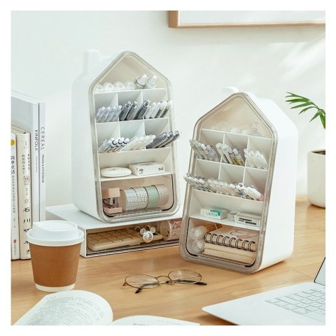 Organizer biurowy, przybornik z przegródkami, domek 11 x 11 x 21,6cm CB72