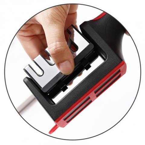 Ostrzałka do noży kuchennych i nożyczek, trójfazowa osełka czaro-czerwona KU01