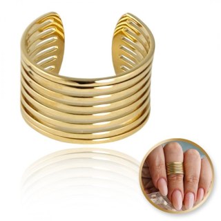 Pierścionek stal chirurgiczna platerowana złotem regulowany PST941