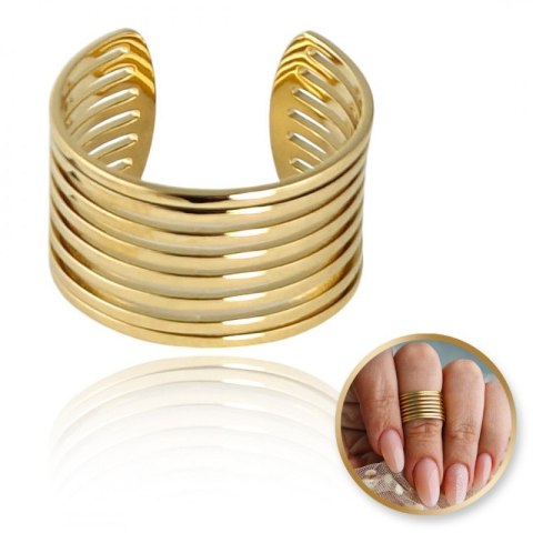 Pierścionek stal chirurgiczna platerowana złotem regulowany PST941