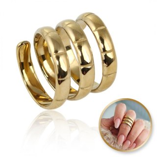 Pierścionek stal chirurgiczna platerowana złotem, spirala PST944, Rozmiar pierścionków: US7 EU14