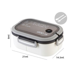 Śniadaniówka LUNCH BOX ze sztućcami 21 x 14,5 x 8cm biały PJM44B