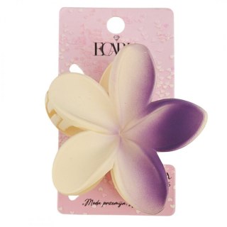 Spinka do włosów klamra XL kwiat OMBRE matowy kremowy z fioletem 7,5 x 8cm SP402