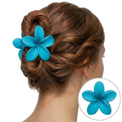 Spinka do włosów klamra XL kwiat OMBRE matowy niebieski 7,5 x 8cm SP401