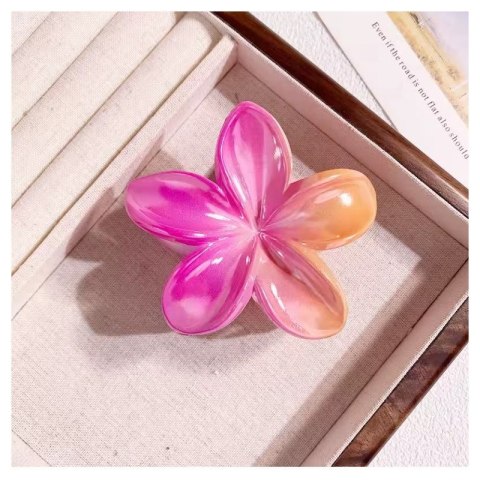 Spinka do włosów klamra XL kwiat OMBRE różowo- pomarańczowa 7,5 x 7,5cm SP381