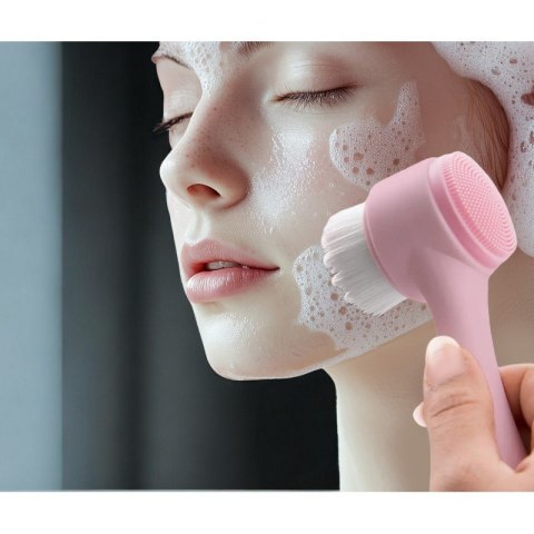 Szczotka do mycia twarzy dwustronna, oczyszczająca, miękka, silikonowa 14,5cm SCZ13R