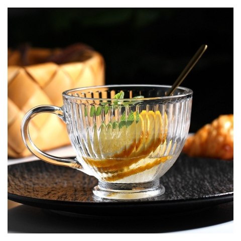 Zestaw 6szt. filiżanek szklanek ryflowanych dużych 380ml SZK150ZESTAW6