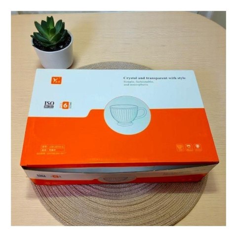 Zestaw 6szt. filiżanek szklanek ryflowanych dużych 380ml SZK150ZESTAW6