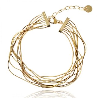 Bransoletka na rękę stal chirurgiczna pozłacana 14k złotem żyłki BST1544