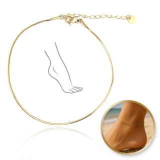 Bransoletka na stopę stal chirurgiczna pozłacana 14k złotem, żyłka - BST1560