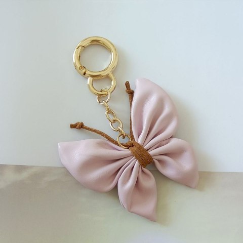 Brelok do kluczy skórzany MOTYL, KOKARDKA jasny fiolet BRL367FIO